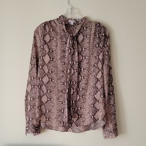 Stella & Dot Women's The Lady Boss Snake Print Long Sleeve Blouse- Size M